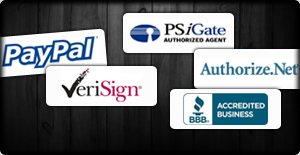 Our partners work for you: PayPal, Verisign, PSiGate, Authorize.net, BBB